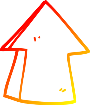 warm gradient line drawing of a cartoon pointing arrow png