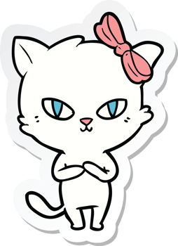 sticker of a cute cartoon cat png