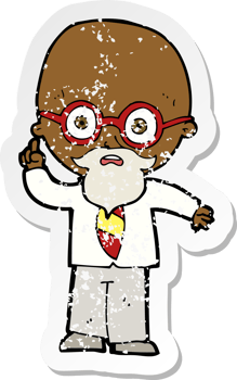 retro distressed sticker of a cartoon professor png