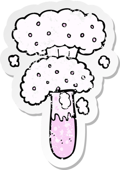 retro distressed sticker of a cartoon science experiment drawing png