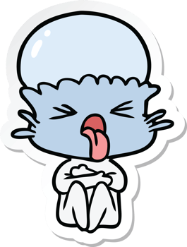 sticker of a weird cartoon alien png