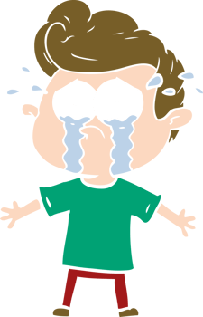 flat color style cartoon crying man png
