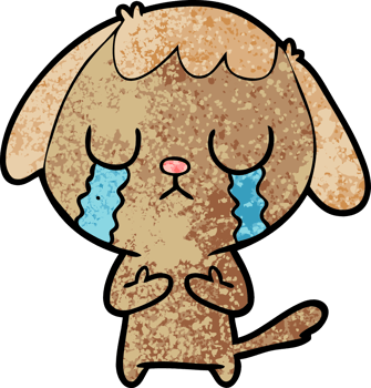 cute cartoon dog crying png