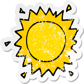 distressed sticker of a cartoon sun png