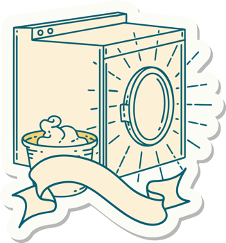sticker of a tattoo style washing machine png