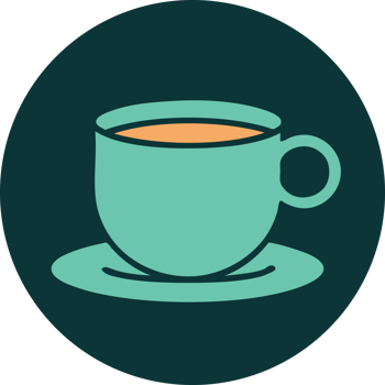iconic tattoo style image of a cup of coffee png