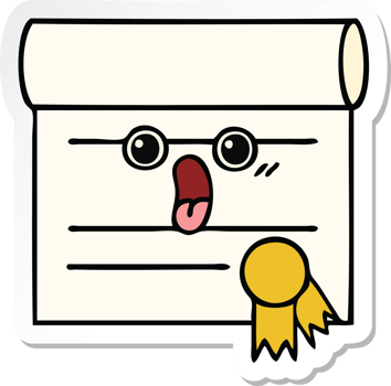 sticker of a cute cartoon certificate png