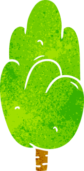 hand drawn retro cartoon doodle single green tree png