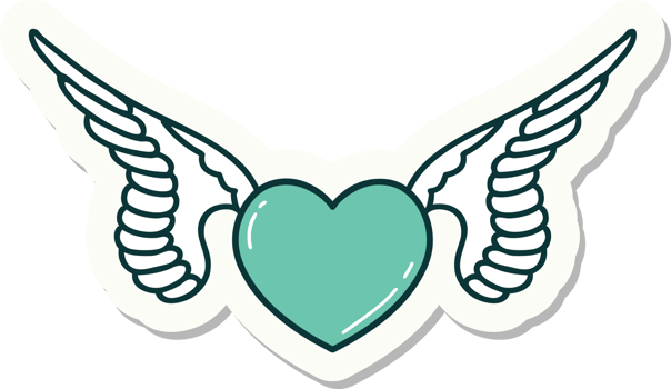 sticker of tattoo in traditional style of a heart with wings png