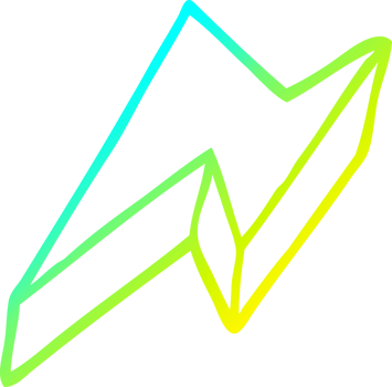 cold gradient line drawing of a cartoon decorative lightning bolt png
