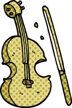 cartoon doodle violin and bow png