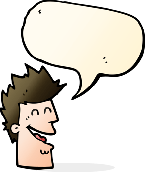 cartoon happy man with speech bubble png