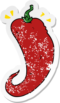 distressed sticker of a cartoon chili pepper png