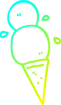 cold gradient line drawing of a cartoon ice cream cone png