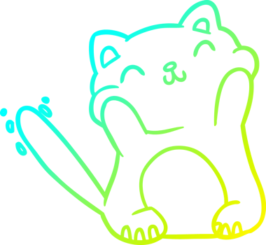 cold gradient line drawing of a very happy cute cat png