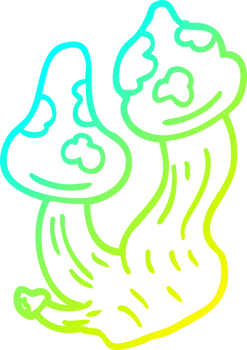 cold gradient line drawing of a cartoon deadly mushrooms png