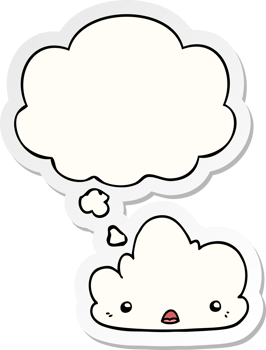 cute cartoon cloud with thought bubble as a printed sticker png
