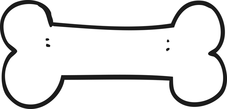 black and white cartoon bone png