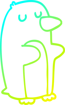 cold gradient line drawing cartoon penguin png
