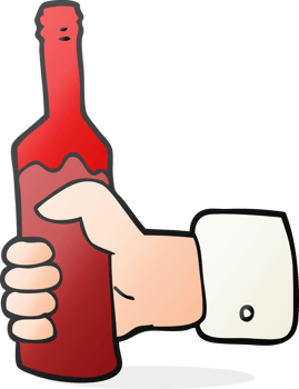 cartoon hand holding bottle of wine png