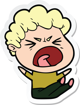 sticker of a cartoon furious man png