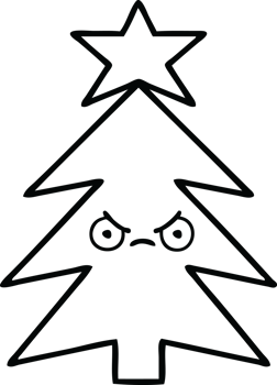 line drawing cartoon christmas tree png