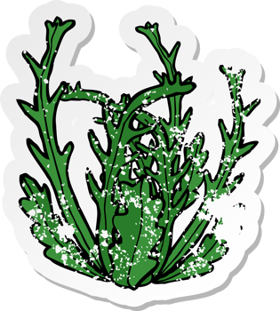 retro distressed sticker of a cartoon seaweed png