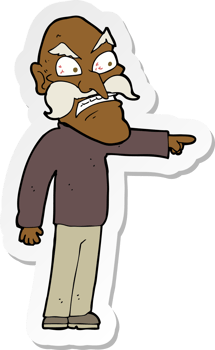 sticker of a cartoon furious old man png