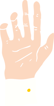 flat color illustration of a cartoon hand reaching png