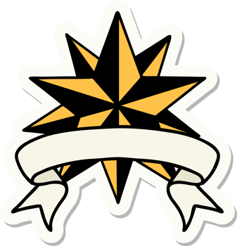 tattoo sticker with banner of a star png