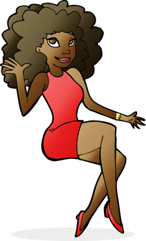 cartoon sitting woman waving png