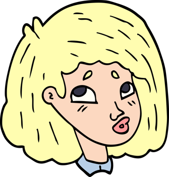 cartoon doodle face of a girl png