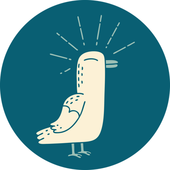 icon of tattoo style seagull bird png