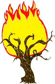 cartoon winter tree on fire png