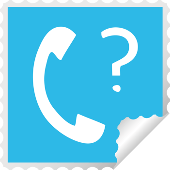 square peeling sticker cartoon telephone receiver with question mark png