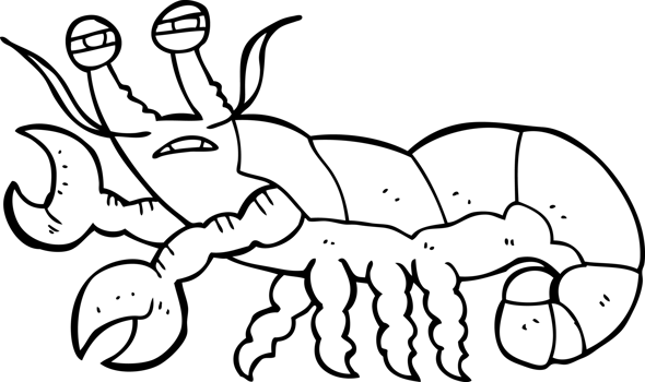 black and white cartoon lobster png