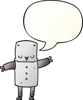 cartoon robot and speech bubble in smooth gradient style png