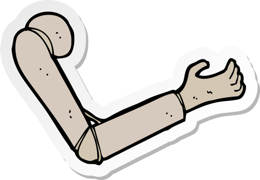 sticker of a cartoon prosthetic arm png