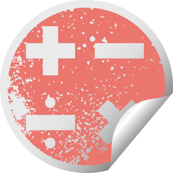 distressed circular peeling sticker symbol math symbols png