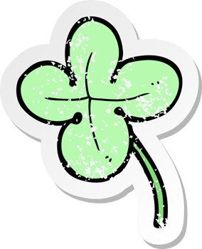 retro distressed sticker of a cartoon four leaf clover png