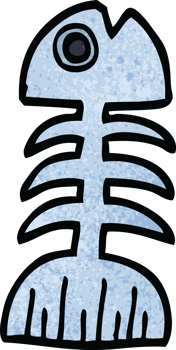 cartoon doodle fish bones png