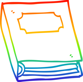 rainbow gradient line drawing cartoon closed book png