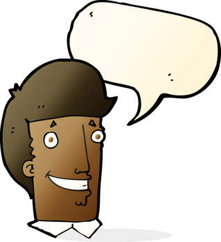 cartoon happy man with speech bubble png