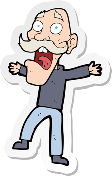 sticker of a cartoon shocked old man png