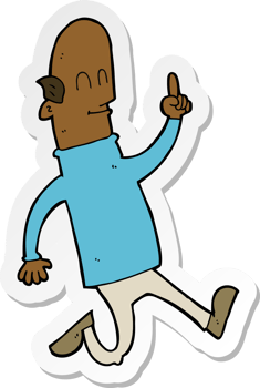 sticker of a cartoon bald man with idea png