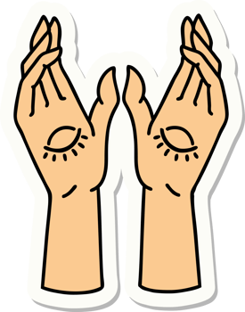 tattoo style sticker of mystic hands png