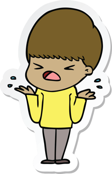 sticker of a cartoon stressed man png