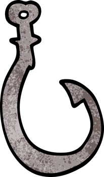 cartoon doodle big fish hook png