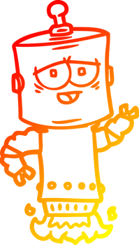 warm gradient line drawing cartoon robot png
