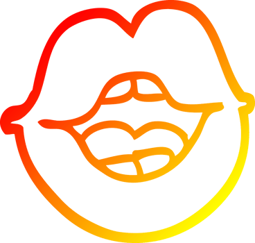 warm gradient line drawing cartoon red lips png
